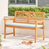 Waimea Honey Slatted Eucalyptus Wood Garden Bench with Cushion