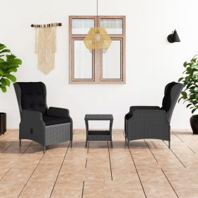 3 Piece Patio Lounge Set with Cushions Poly Rattan Dark Gray