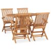 5 Piece Folding Patio Dining Set Solid Teak Wood