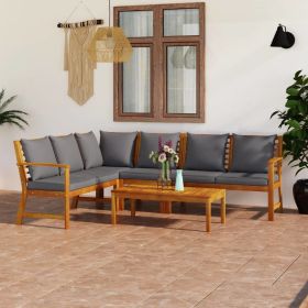 5 Piece Patio Lounge Set with Cushion Solid Acacia Wood