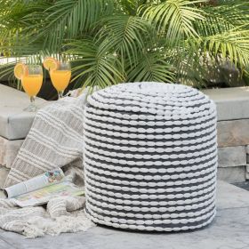 River Water Resistant Handcrafted Cylindrical Pouf, White