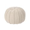 Bordeaux Knitted Cotton Round Pouf, Beige