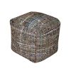 Koki Handcrafted Fabric Pouf, Khaki