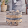 Western Handcrafted Fabric Pouf, Natural Blue