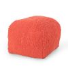 Spongy Microfiber Square Pouf, Coral