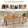 79" Acacia Wood Dining Table 8-Person Patio Table with 1.9" Umbrella Hole and Adjustable Foot Pads