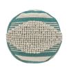 Diamond Handcrafted Fabric Cylindrical Pouf, White and Teal