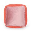 Spongy Microfiber Square Pouf, Coral