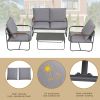 4-Piece Outdoor Patio Furniture Sets, Patio Conversation Set with Removable Seating Cushion, Courtyard Patio Set for Home, Yard, Poolside