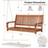 2-Person Hanging Porch Swing Wood Bench with Cushion Curved Back