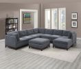 Modular Living Room Furniture Ottoman Ash Chenille Fabric 1pc Cushion Ottoman Couch