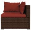 Wicker Patio Furniture 3 Piece with Cushions Brown Poly Rattan