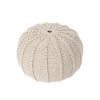 Bordeaux Knitted Cotton Round Pouf, Beige