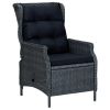 3 Piece Patio Lounge Set with Cushions Poly Rattan Dark Gray