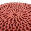 Bordeaux Knitted Cotton Round Pouf, Coral