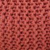 Bordeaux Knitted Cotton Round Pouf, Coral