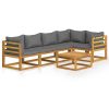 6 Piece Patio Lounge Set with Cushions Solid Acacia Wood