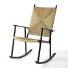 Ventura Outdoor Adult Steel Rocking Chair, Natural Rush Weave