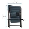 2-piece Padded Folding Outdoor Chair with Storage Pockets,Lightweight Oversized Directors Chair for indoor, Outdoor Camping, Picnics and Fishing,Blue/