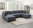 Modular Living Room Furniture Ottoman Ash Chenille Fabric 1pc Cushion Ottoman Couch