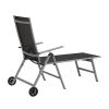 Outdoor Chaise Lounge Chairs Aluminum Adjustable Chair with Wheels for Poolside Beach Patio Reclining Sunbathing Lounger, Grey