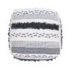 Karim Faux Yarn Large Pouf, Ivory Grey