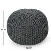 Bordeaux Knitted Cotton Round Pouf, Gray