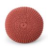 Bordeaux Knitted Cotton Round Pouf, Coral