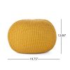 Bordeaux Knitted Cotton Round Pouf, Yellow