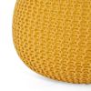 Bordeaux Knitted Cotton Round Pouf, Yellow