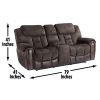 Easy-care Loveseat with Pleated Back - Ultra-Plush Fabric, Leatherette - Multi-Function Drop-Down Console, Pop-Up Charging Station - Complete 3-Piece