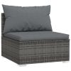 Wicker Patio Furniture 3 Piece with Cushions Gray Poly Rattan