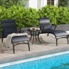 24 Inch Patio Side Table with Adjustable Footpads for Poolside Backyard Balcony