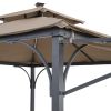 Patio 9.8ft.L x 9.8ft.W Gazebo with Extended Side Shed/Awning and LED Light for Backyard,Poolside, Deck, Brown