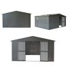 Backyard Storage Shed 11'x 9' with Galvanized Steel Frame & Windows, Outdoor Garden Shed Metal Utility Tool Storage Room with Lockable Door for Patio(