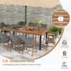 79" Acacia Wood Dining Table 8-Person Patio Table with 1.9" Umbrella Hole and Adjustable Foot Pads