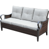 6 Pcs Outdoor Sectional Sofa With Reclining Backrest, Ottomans, Light Gray Cushions