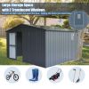 Backyard Storage Shed 11'x 9' with Galvanized Steel Frame & Windows, Outdoor Garden Shed Metal Utility Tool Storage Room with Lockable Door for Patio(