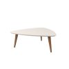 Manhattan Comfort Utopia 17.51" High Triangle Coffee Table with Splayed Legs in Off White and Maple Cream