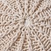 Bordeaux Knitted Cotton Round Pouf, Beige