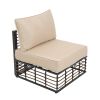 Grand patio 6-Piece Wicker Patio Furniture Set, All-Weather Outdoor Conversation Set Sectional Sofa with Water Resistant Beige Thick Cushions and Coff