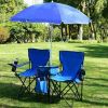 Double Folding Picnic Chairs w/Umbrella Mini Table Beverage Holder & Carrying Bag