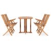 5 Piece Folding Patio Dining Set Solid Teak Wood