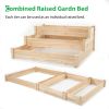 48.6 x 48.6 x 21in Raised Garden Bed Horticulture Outdoor Elevated Flower Box Tiered Garden Bed Wooden Vegetables Growing Planter for Backyard/Patio/G