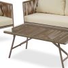 GO 4-Piece Rope Sofa Set with Thick Cushions and Toughened Glass Table, All-Weather Patio Furniture Set For 4 Person With Loveseat, Beige