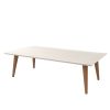 Manhattan Comfort Utopia 17.52" High Rectangle Coffee Table with Splayed Legs in Off White and Maple Cream