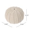 Bordeaux Knitted Cotton Round Pouf, Beige