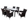 TOPMAX 7-piece Outdoor Wicker Dining set - Dining table set for 7 - Patio Rattan Furniture Set with Beige Cushion (Black)