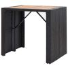 5 Piece Patio Bar Set Poly Rattan and Acacia Wood Black