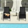 2 Pieces Outdoor Patio Lounge Chair Chaise Fabric with Adjustable Reclining Armrest